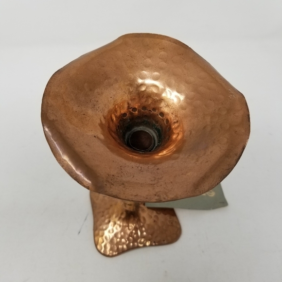 Brutalist Hammered Copper Candlestick 6 Inch New With Tags - Picture 3 of 11